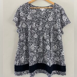 Charter Club Black and White Floral Blouse